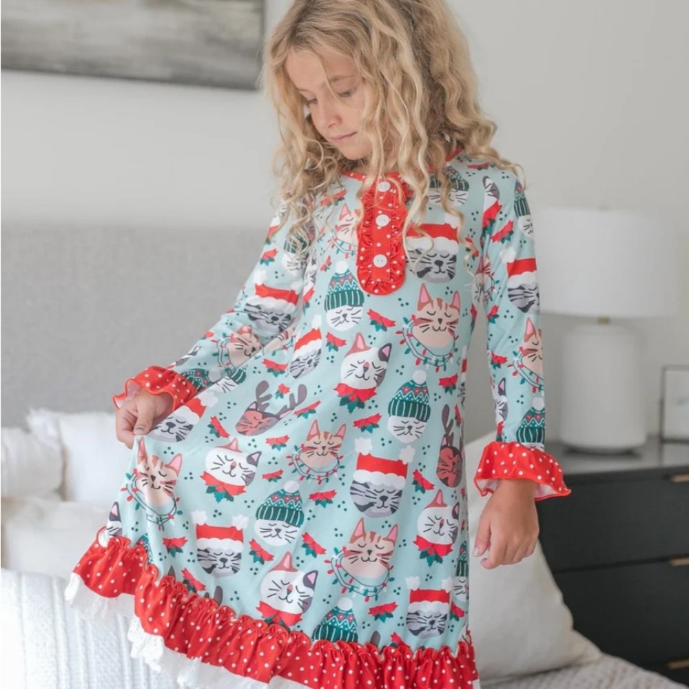 Christmas Cats Kids Nightgown